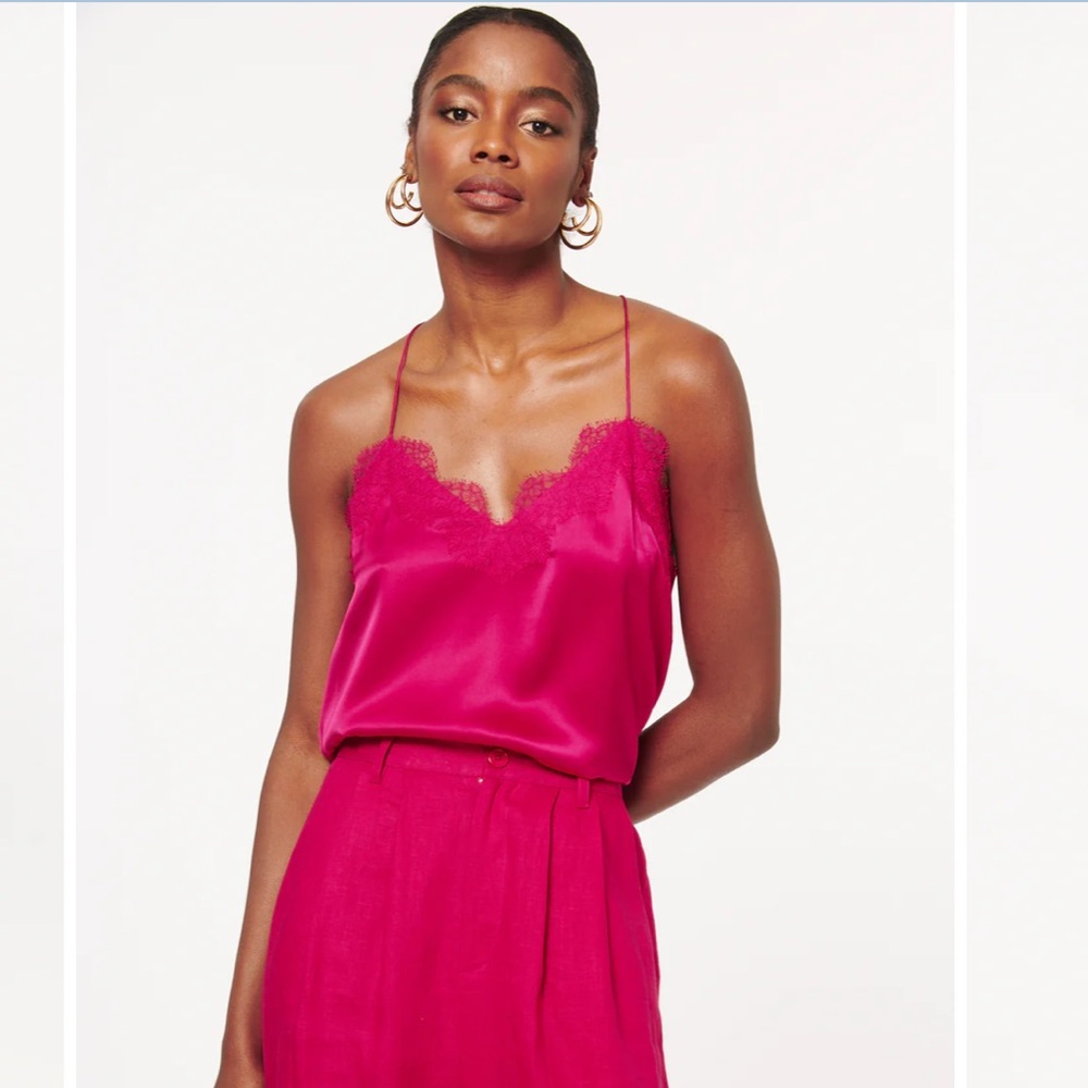 CAMI NYC RACER CHARMEUSE CAMI IN MAGENTA